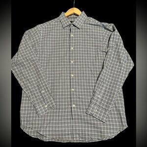 Hart Schaffner Marx Blue, Brown and White Casual Button Down Shirt